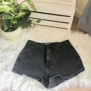 Black high waisted denim shorts